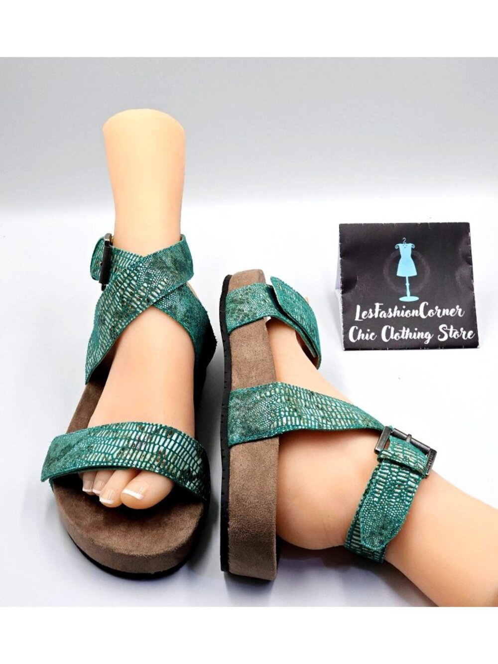 NWOB Revitalign Women's Green Lizard Swell Comfort Strap Sandal Sz 10 2461 - Picture 11 of 16